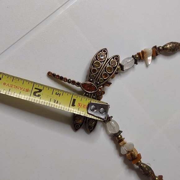 Very Cool Mixed Materials Dragonfly Necklace Adjustable 16.5 To 18.5 Inches - Picture 14 of 16